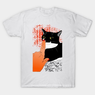 Boop the Snoot on White Cute Tuxedo Cat Nelson  Copyright TeAnne T-Shirt